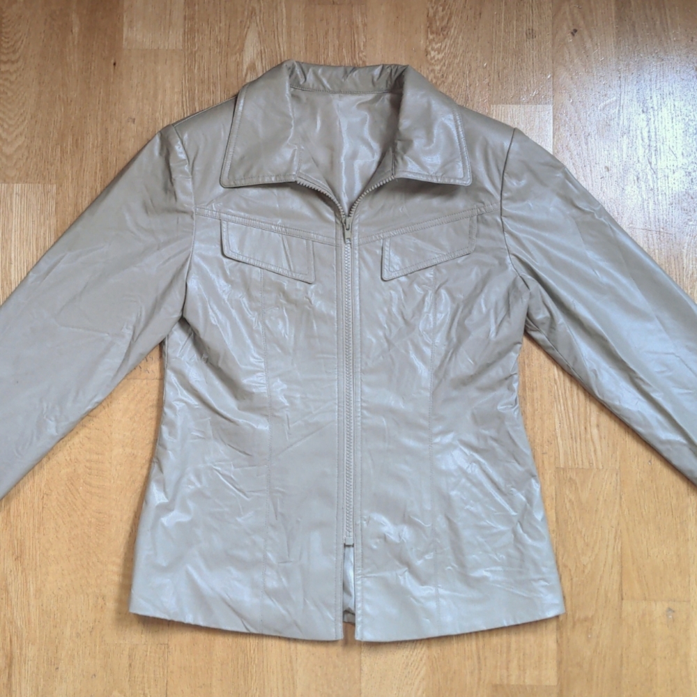 vintage 90s y2k faux leather jacket, XS